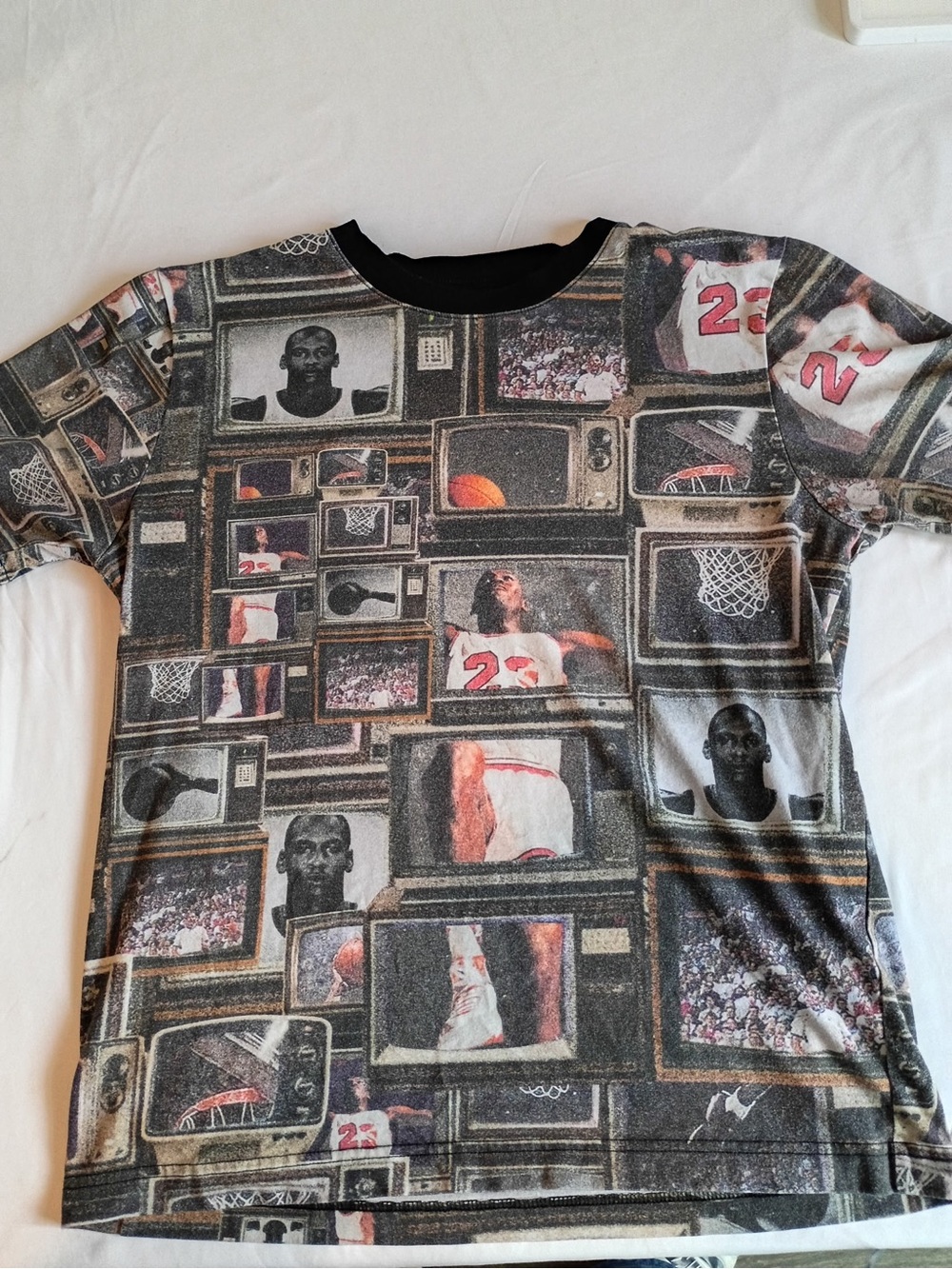Youth  Graphic Basketball Print Crew Neck Shirt - Black/Gray